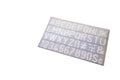 Light blue alphabet stencil lettering PVC plastic ruler template Royalty Free Stock Photo