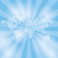 Light blue  background with abstract map and rays - vector Royalty Free Stock Photo