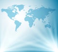 Light blue background with vector map of world Royalty Free Stock Photo