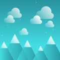 Light Blue Background with moutain and cloud. Abstrac Background.