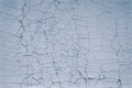 Light blue background of old cracked paint. Pattern of cracked blue paint texture wall background. Blank space. Grey grunge textur Royalty Free Stock Photo