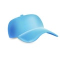 Light blue baseball cap isolated on white background in realistic style. Head accessory template with shadow. Vector illustration Royalty Free Stock Photo