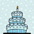 Light blue birthday cake Royalty Free Stock Photo