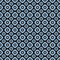 Light blue on black two different sized squares with circles seamless repeat pattern background Royalty Free Stock Photo