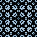 Light blue on black with two different sized stars with squares and circles seamless repeat pattern background Royalty Free Stock Photo