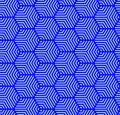 Light blue on blue multi hexagonal line pattern seamless repeat background Royalty Free Stock Photo