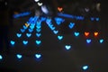 light blue bokeh and blur heart shape love valentine colorful night light on floor Royalty Free Stock Photo