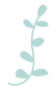 Light blue branch with leaves for decoration, animation, flat illustrations. Clipart