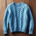 Light blue cabled round neck sweater