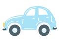 Light blue car. isolated car. hand drawn cartoon style, vector illustration. personal transport Royalty Free Stock Photo