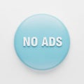 Light blue circular button with white text NOADS on a white background no ads advertisement Royalty Free Stock Photo