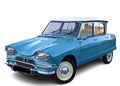 Light blue Citroen Ami 6 berline posing in front of white background Royalty Free Stock Photo