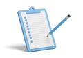 Light blue clipboard with checklist and stylus pen ready for task management Royalty Free Stock Photo