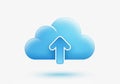 Light blue cloud icon with an upward arrow symbolizes cloud Royalty Free Stock Photo