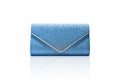 Light blue clutch bag isolated on white Royalty Free Stock Photo