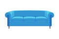 Light Blue Comfortable Sofa, Cozy Domestic or Office Furniture, Modern Interior Design Flat Vector Illustration on White