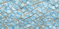 Light blue cracked tile background, cracks filled with gold in kintsugi style.
