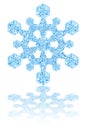 Light blue crystal snowflake on glossy white background Royalty Free Stock Photo