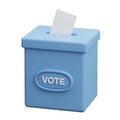 Light Blue 3D Rendered Voting Box with \' VOTE\' Emblem and Paper Inserted vote election Royalty Free Stock Photo