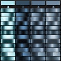 Light Blue Deep Teal and Cool Gray Metallic Gradient Swatch Set Royalty Free Stock Photo