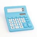 Light Blue Desktop Calculator with a Digital Display Showing Zero on a White Background office Royalty Free Stock Photo