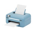 A light blue desktop inkjet printer with paper isolated on transparent background Royalty Free Stock Photo