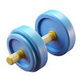 A light blue dumbbell with yellow accents isolated on white background Royalty Free Stock Photo