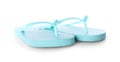 Light blue flip flops isolated. Beach accessory Royalty Free Stock Photo