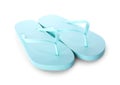 Light blue flip flops isolated. Beach accessory Royalty Free Stock Photo