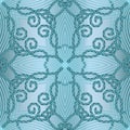 Light blue Floral Lines seamless Pattern. Ornamental silk vector background. Intricate line art flowers, leaves, shapes, swirls.
