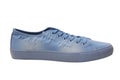 Light blue footwear, textile unisex trainers  on white background Royalty Free Stock Photo