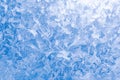 Light blue frozen window glass Royalty Free Stock Photo