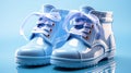 Light blue galoshes on a blue background Royalty Free Stock Photo