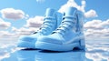 Light blue galoshes on a blue background Royalty Free Stock Photo