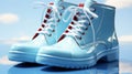 Light blue galoshes on a blue background Royalty Free Stock Photo