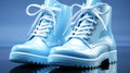 Light blue galoshes on a blue background Royalty Free Stock Photo