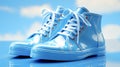 Light blue galoshes on a blue background Royalty Free Stock Photo