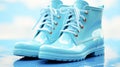 Light blue galoshes on a blue background