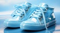 Light blue galoshes on a blue background Royalty Free Stock Photo