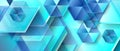 Light blue geometric tech background with glossy hexagons