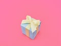 Light blue gift box on bubblegum pink background. square Royalty Free Stock Photo