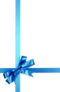 Light blue gift ribbon bow isolated on white background vertical Royalty Free Stock Photo