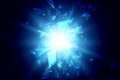 light blue glass abstract explosion particles texture with destruction shards of broken on black Royalty Free Stock Photo