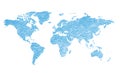 Light blue grungy vector map of the world - continents