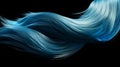 Light blue hair wavy strand. Isolated on black background. Shiny haircare style shampoo beautiful smooth colored hair