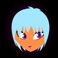 Light blue haired pretty teenage girl cartoon vector art