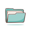 Light blue hand drawn file folder with documents inside symbolizing organization and data storage Royalty Free Stock Photo