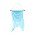 Light blue hanging pennant. Blank fabric flag, advertising banner vector illustration