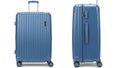 Light blue hard shell luggage with wheels Royalty Free Stock Photo