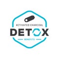 Light blue hexagonal detox logo with gastro icon Royalty Free Stock Photo